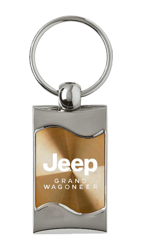 Jeep Grand Wagoneer Rectangular Wave Key Fob - Gold