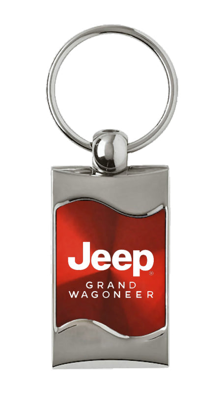 Jeep Grand Wagoneer Rectangular Wave Key Fob - Red