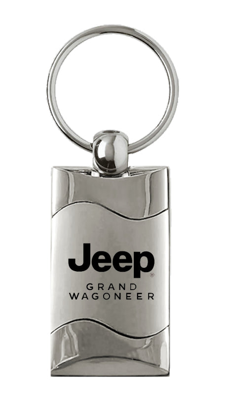 Jeep Grand Wagoneer Rectangular Wave Key Fob - Silver