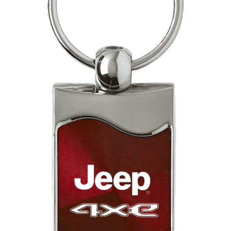 Jeep 4xe Rectangular Wave Key Fob - Burgundy