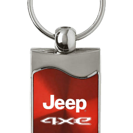 Jeep 4xe Rectangular Wave Key Fob - Red