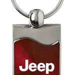 Jeep Rectangular Wave Key Fob - Burgundy