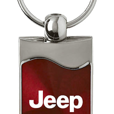 Jeep Rectangular Wave Key Fob - Burgundy