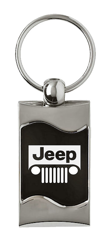 Jeep Grill Rectangular Wave Key Fob - Black