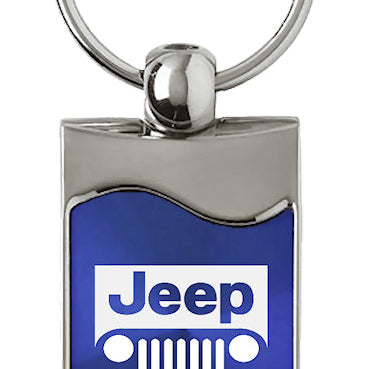 Jeep Grill Rectangular Wave Key Fob - Blue