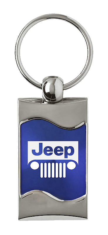 Jeep Grill Rectangular Wave Key Fob - Blue