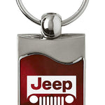 Jeep Grill Rectangular Wave Key Fob - Burgundy