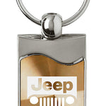 Jeep Grill Rectangular Wave Key Fob - Gold