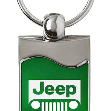 Jeep Grill Rectangular Wave Key Fob - Green