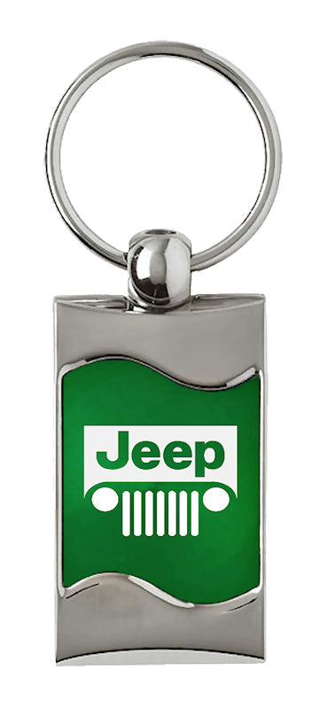 Jeep Grill Rectangular Wave Key Fob - Green