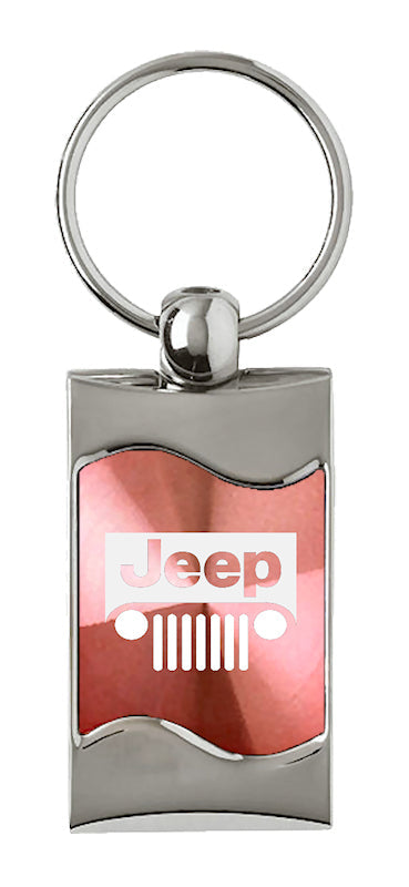 Jeep Grill Rectangular Wave Key Fob - Pink