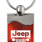 Jeep Grill Rectangular Wave Key Fob - Red