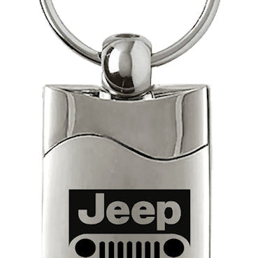 Jeep Grill Rectangular Wave Key Fob - Silver