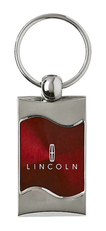 Lincoln Rectangular Wave Key Fob - Burgundy