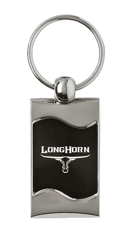 Ram Longhorn Skull Rectangular Wave Key Fob - Black