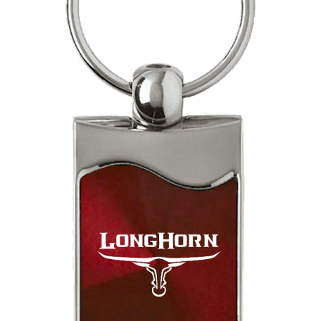 Ram Longhorn Skull Rectangular Wave Key Fob - Burgundy