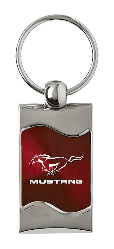 Mustang Rectangular Wave Key Fob - Burgundy