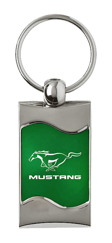 Mustang Rectangular Wave Key Fob - Green