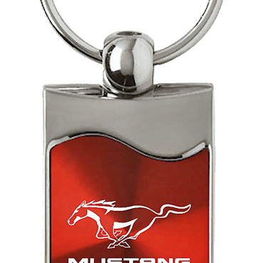 Mustang Rectangular Wave Key Fob - Red