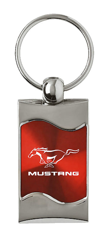 Mustang Rectangular Wave Key Fob - Red