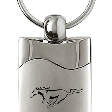 Mustang Rectangular Wave Key Fob - Silver