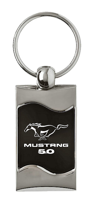 Mustang 5.0 Rectangular Wave Key Fob - Black