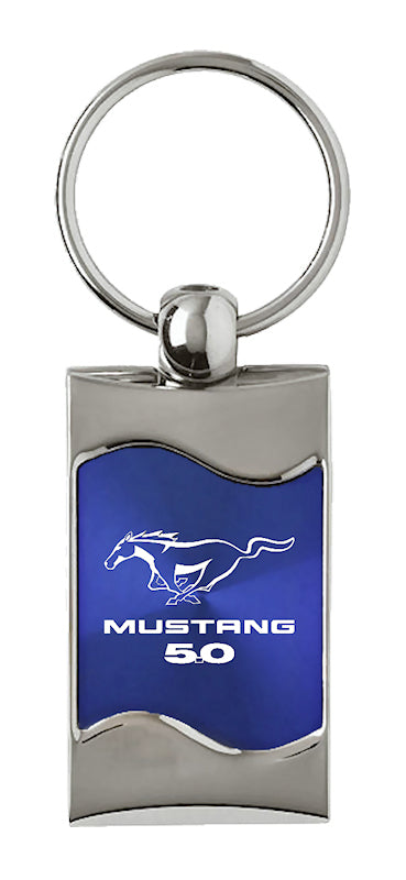 Mustang 5.0 Rectangular Wave Key Fob - Blue