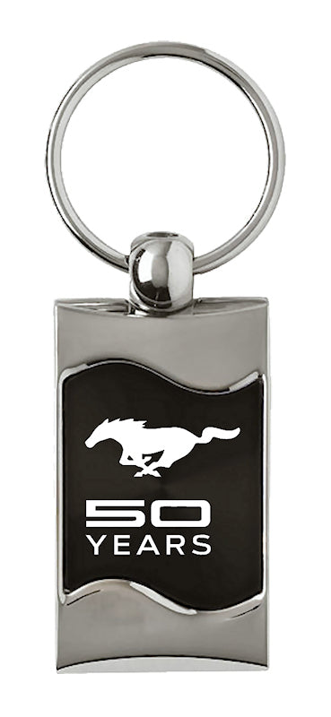 Mustang 50 Years Rectangular Wave Key Fob - Black