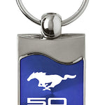 Mustang 50 Years Rectangular Wave Key Fob - Blue