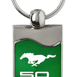 Mustang 50 Years Rectangular Wave Key Fob - Green