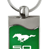 Mustang 50 Years Rectangular Wave Key Fob - Green