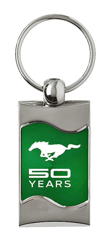 Mustang 50 Years Rectangular Wave Key Fob - Green