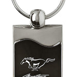 Mustang Script Rectangular Wave Key Fob - Black