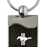 Mustang Tri-Bar Rectangular Wave Key Fob - Black