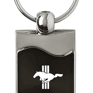 Mustang Tri-Bar Rectangular Wave Key Fob - Black