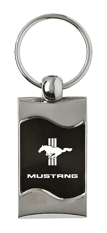 Mustang Tri-Bar Rectangular Wave Key Fob - Black