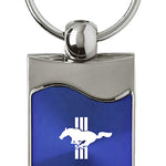 Mustang Tri-Bar Rectangular Wave Key Fob - Blue