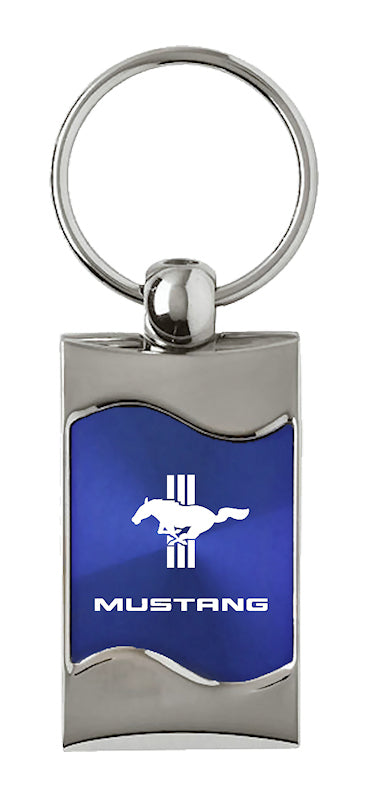 Mustang Tri-Bar Rectangular Wave Key Fob - Blue