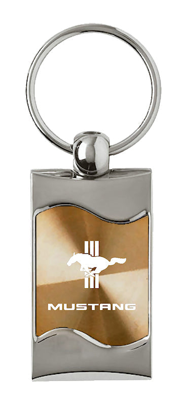 Mustang Tri-Bar Rectangular Wave Key Fob - Gold