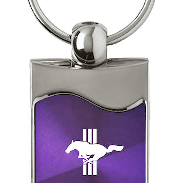 Mustang Tri-Bar Rectangular Wave Key Fob - Purple