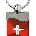 Mustang Tri-Bar Rectangular Wave Key Fob - Red