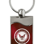 Military U.S. Navy Rectangular Wave Key Fob - Burgundy