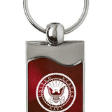 Military U.S. Navy Rectangular Wave Key Fob - Burgundy