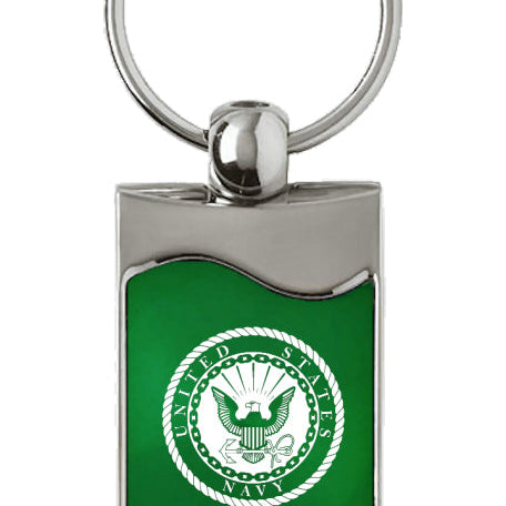 Military U.S. Navy Rectangular Wave Key Fob - Green