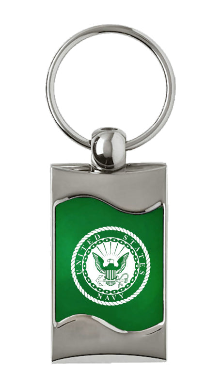 Military U.S. Navy Rectangular Wave Key Fob - Green