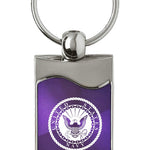 Military U.S. Navy Rectangular Wave Key Fob - Purple