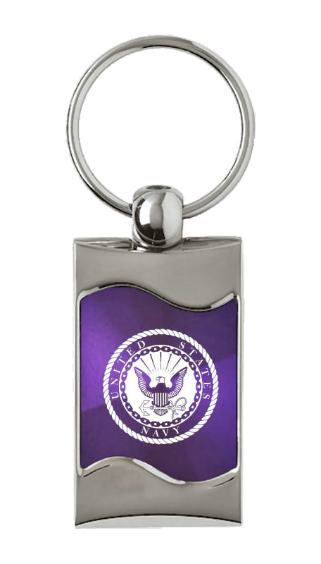 Military U.S. Navy Rectangular Wave Key Fob - Purple