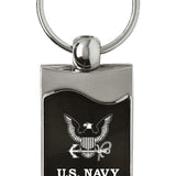 Military U.S. Navy Insignia Rectangular Wave Key Fob - Black