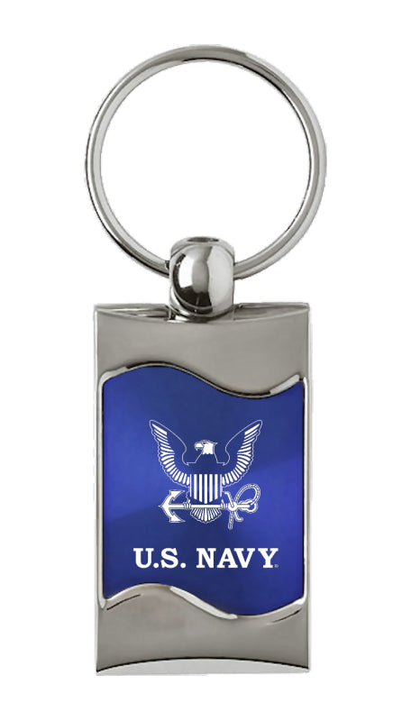 Military U.S. Navy Insignia Rectangular Wave Key Fob - Blue