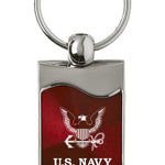 Military U.S. Navy Insignia Rectangular Wave Key Fob - Burgundy